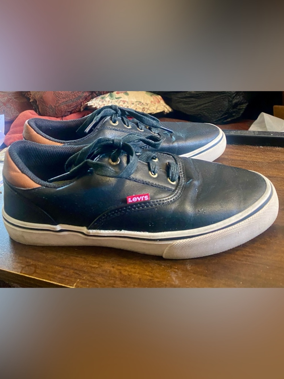 Levi's Men's Black Sneakers with Tan Heel Accent